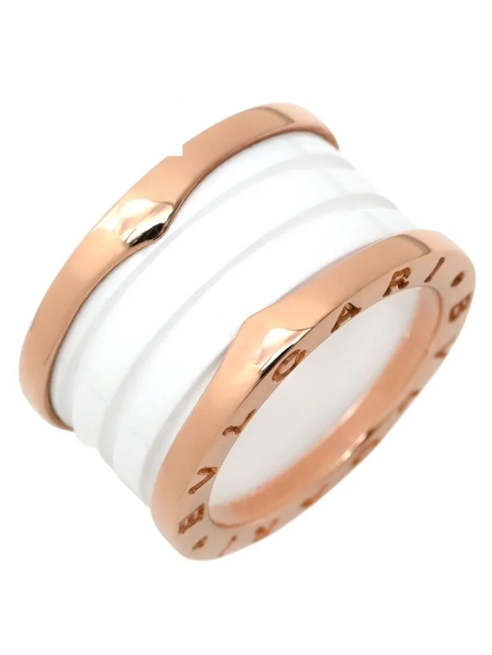 Bvlgari Ring White Pink Gold 50 Ceramic
